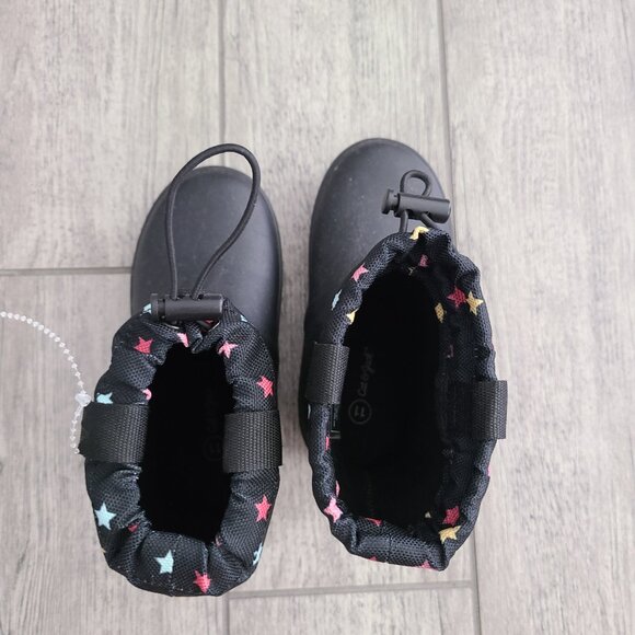 Cat & Jack Kids Black Star Print Rain Boots Size 11 Waterproof Pull-On Boots - Picture 6 of 11